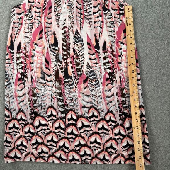 Pants Store Pink Feather Peacock Print Mini Dress Size Medium High Neck Halter - Picture 4 of 9